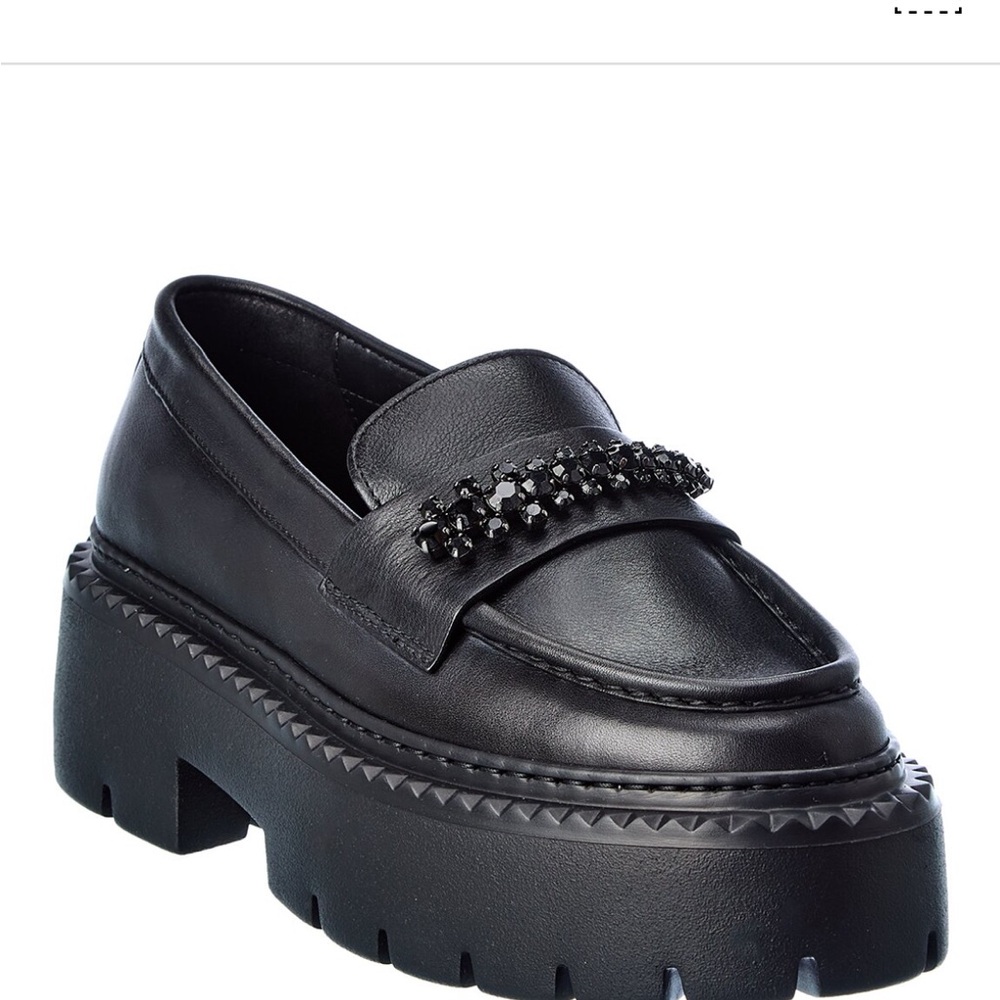 Jimmy Choo Black Platform Loafers with Crystals